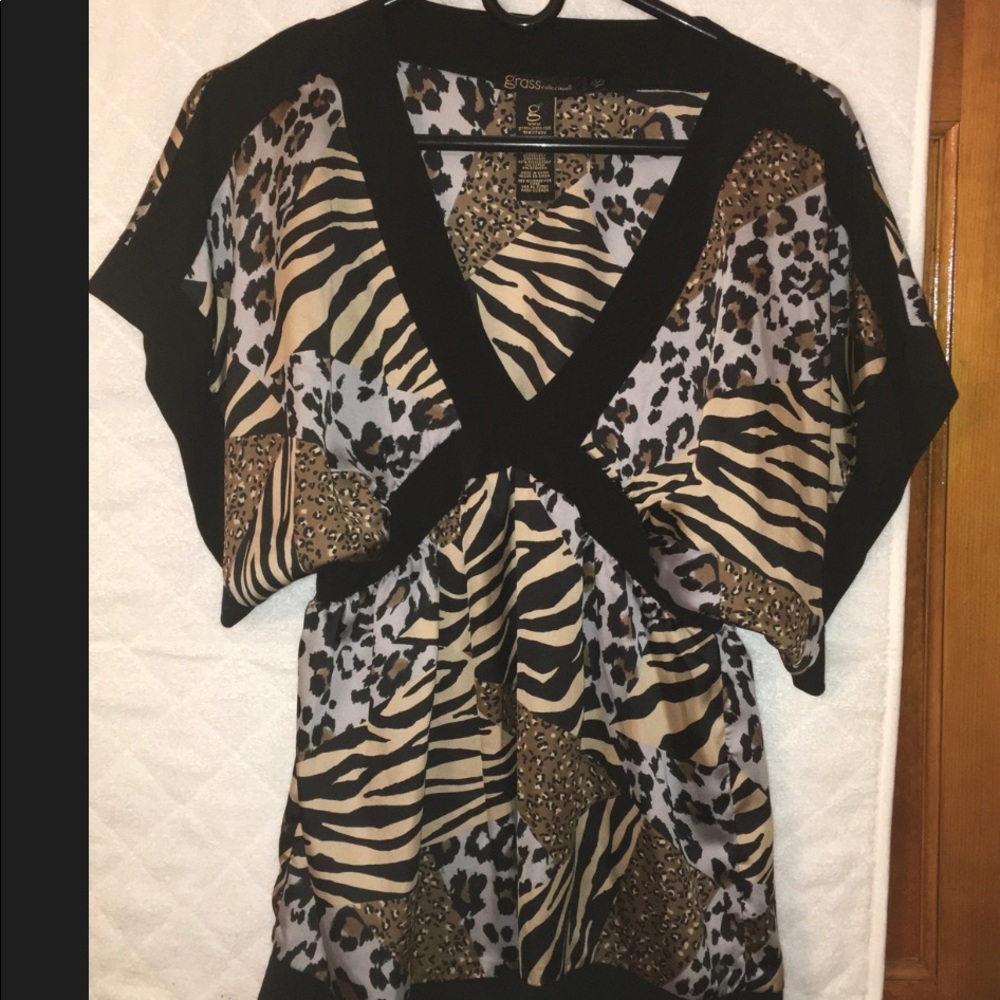 Grass collection animal print top